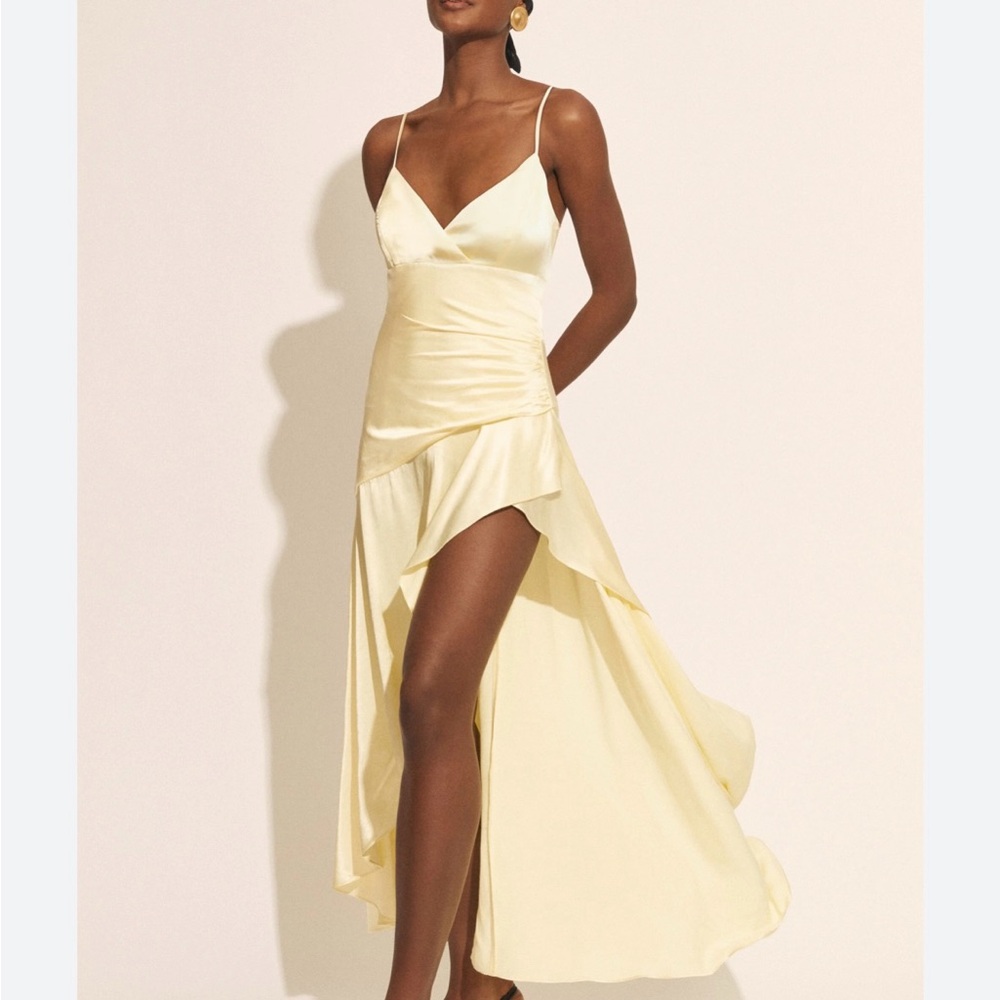 Elegant Yellow Satin Dress